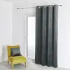 Image de Rideau En Velours Feutré Uni Gris Anthracite 135x260 Cm