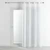 Image de Homemaison   Voilage Effet Lin Fluide Blanc 240x240 Cm   100% Polyester Léger    illets Ronds Argent   Laisse Entrer La Lumière Tout En Préservant L'Intimité