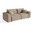 Image de Canapé Convertible Express 3 Places En Tissu Tramé Toucher Doux Marron Como