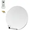 Image de Hdsat - Pack Parabole Satellite Fibre Composite Blanche 60cm Brides Inox + Lnb Single Hd 4k