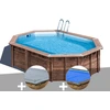 Image de Kit Piscine Bois Gré Bambu 5,35 X 3,35 X 1,36 M + Bâche Hiver + Bâche À Bulles