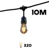 Image de Guirlande lumineuse extérieure 10m avec 20 ampoules LED filament E27 blanc chaud MAFY LIGHT