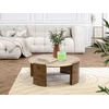 Image de Bobochic - Table Basse Ronde D.85 Cm Torvi Plateau Travertin Et Pieds Bois Massif D'Acacia