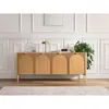 Image de Bobochic - Buffet 4 Portes 178 Cm Lola Motif Arrondi Et Placage Frêne Massif Marron Clair