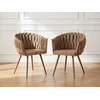 Image de Bobochic - Lot De 2 Fauteuils De Table Charlotte Tissu Texturé Marron Clair