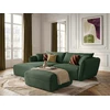 Image de Bobochic - Canapé D'Angle Fixe Luigi Tissu Lisse Avec Pouf Angle Gauche Vert