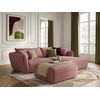 Image de Bobochic - Canapé D'Angle Fixe Luigi Tissu Lisse Avec Pouf Angle Droit Rose