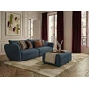 Image de Bobochic - Canapé Droit Fixe 3 Places Luigi Tissu Lisse Avec Pouf Bleu