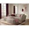 Image de Bobochic - Canapé D'Angle Fixe Luigi Tissu Lisse Avec Pouf Angle Gauche Beige