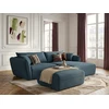 Image de Bobochic - Canapé D'Angle Fixe Luigi Tissu Lisse Avec Pouf Angle Droit Bleu