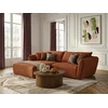 Image de Bobochic - Canapé D'Angle Fixe Luigi Tissu Lisse Angle Gauche Orange