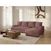 Image de Bobochic - Canapé D'Angle Convertible Coffre Campi Tissu Velours Côtelé Angle Droit Rose