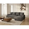 Image de Bobochic - Canapé D'Angle Convertible Coffre Campi Tissu Velours Côtelé Angle Droit Gris Foncé