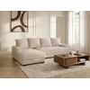 Image de Bobochic - Canapé D'Angle Convertible Coffre Campi Tissu Velours Côtelé Angle Gauche Beige