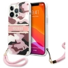 Image de Coque Rigide Rose/rose Guess Guhcp13lkcabpi Pour Iphone 13 Pro / 136,1 Pouces, Collection Camouflage Avec Dragonne