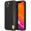 Image de Coque Rigide Noire Ferrari Fesaxhcp13sbk Pour Iphone 13 Mini 5.4, Motif Rayures Carbone On Track