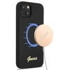 Image de Coque Rigide Noire En Silicone Avec Logo Magsafe Guess Guhmp13mlslmgbk Pour Iphone 13/14/6.1, Logo Doré Et Inscription Script.