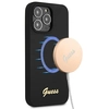 Image de Coque Rigide Noire En Silicone Avec Logo Magsafe Guess Guhmp13llslmgbk Pour Iphone 13 Pro / 136.1, Logo Doré Et Inscription Script.