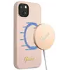 Image de Étui Guess Silicone Script Gold MagSafe pour iPhone 13, rose - Neuf