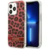 Image de Étui Guess pour iPhone 13 Pro, motif léopard, en silicone rouge - Neuf