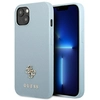 Image de Coque Rigide Bleue Saffiano 4g Avec Petit Logo En Métal Guess Guhcp13sps4mb Pour Iphone 13 Mini 5,4 Pouces