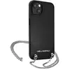 Image de Coque pour iPhone 13 Mini avec Chaîne de Transport et Texture Cuir Noir - Neuf