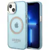 Image de Étui Guess Gold Outline Translucent MagSafe pour iPhone 13, bleu - Neuf