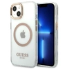 Image de Coque Rigide Or/or Guess Guhmp13mhtrmd Pour Iphone 13/14/15 (6,1 Pouces), Contour Métallique, Compatible Magsafe