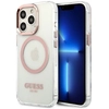 Image de Coque Rigide Rose Guess Guhmp13lhtrmp Pour Iphone 13 Pro / 13 6.1, Contour Métallique, Compatible Magsafe