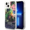 Image de Coque Rigide Bleue À Paillettes Liquides Guess Guhcp14slflsb Pour Iphone 14/15/13 (6,1 Pouces), Motif Floral.