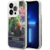 Image de Etui Guess do iPhone 14 Pro 6,1 niebieski/blue hardcase Flower Liquid Glitter - Neuf