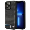 Image de Étui Bmw Leather Carbon Blue Line Pour Iphone 14 Pro (noir)