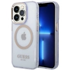 Image de Coque Rigide Violette Guess Guhmp14lhtcmu Pour Iphone 14 Pro 6.1, Contour Doré, Compatible Magsafe Translucide
