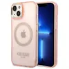 Image de Étui Guess Gold Outline Translucent MagSafe pour iPhone 14, rose - Neuf