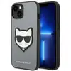 Image de Étui Karl Lagerfeld pour iPhone 14 Plus 6,7 étui rigide argent Saffiano Choupette Head Patch - Neuf