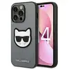 Image de Étui Karl Lagerfeld pour iPhone 14 Pro 6,1 étui rigide argent Saffiano Choupette Head Patch - Neuf
