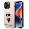 Image de Étui Karl Lagerfeld Ikonik en silicone MagSafe pour iPhone 14 Pro, rose - Neuf