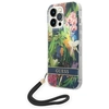 Image de Coque Rigide Bleue/bleue Guess Guohcp14lhflsb Pour Iphone 14 Pro 6.1 Avec Dragonne À Fleurs