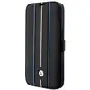 Image de Étui Booktype pour iPhone 14 Pro Antichoc en Cuir Stamp Blue Lines Noir - Neuf