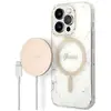 Image de Bundle Coque pour iPhone 14 Pro Motif Marbré et Chargeur Sans Fil Qi Magsafe 15W Blanc - Neuf
