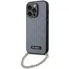 Image de Étui Karl Lagerfeld Saffiano Monogram Chain pour iPhone 14 Pro, argenté - Neuf