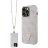 Image de Coque Rigide Rose Guess Guhcp13lp4tdscpp Pour Iphone 13 Pro/13 6,1 Pouces, Bandoulière 4g, Logo En Métal