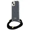 Image de Coque Rigide Noire Guess Guhcp15shc4sek Pour Iphone 15/14/13 (6,1 Pouces), Bandoulière Avec Cordon Et Impression 4g.