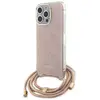 Image de Coque Rigide Rose Guess Guhcp15lhc4sep Pour Iphone 15 Pro 6.1 Avec Bandoulière Et Cordon 4g Imprimé