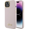 Image de Coque Rigide Rose Guess Guhcp15ssmbslp Pour Iphone 15/14/13 (6,1 Pouces), Logo Et Cadre En Métal Avec Inscription Et Inscription.