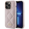 Image de Coque Rigide Rose/rose Guess Guhcp15lpsqsqsp Pour Iphone 15 Pro 6.1 Avec Logo En Métal Matelassé