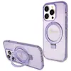 Image de Coque Rigide Violette/violette Guess Guhmp14lhrsgsu Pour Iphone 14 Pro 6.1 Avec Anneau De Support, Inscription Pailletée Et Magsafe
