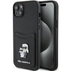 Image de Coque Rigide Noire Saffiano Karl Lagerfeld Klhcp15ssapkcnpk Pour Iphone 15/14/13 6,1 Pouces Avec Emplacement Pour Carte Et Épingle En Métal Karl&choupette.