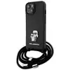 Image de Étui Karl Lagerfeld pour iPhone 15 6.1 étui rigide noir Crossbody Saffiano Metal Pin Karl & Choupette - Neuf