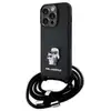 Image de Étui Karl Lagerfeld pour iPhone 15 Pro 6.1 étui rigide noir Crossbody Saffiano Metal Pin Karl & Choupette - Neuf